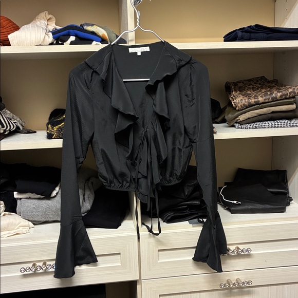 Revolve Black Ruffle Top - Picture 2 of 3